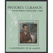 CUBA 1979 AEREO HOJA BLOQUE NUEVA MINT PINTURAS